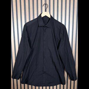 Giovanni Testi Dress Shirt 16-16.5 / 32-33 Mens Black Button Cotton Poly Collar